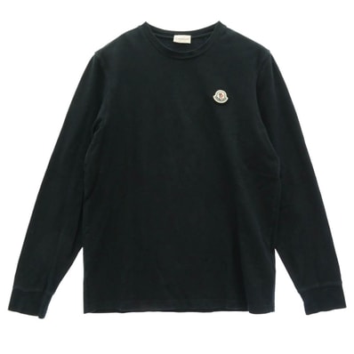 MONCLER モンクレール Tシャツ H20918D00005 LS TSHIRT ロングスリーブ クルーネック ロゴワッペン 長袖 Tシャツ カットソー ブラック ブラック系 M【中古】