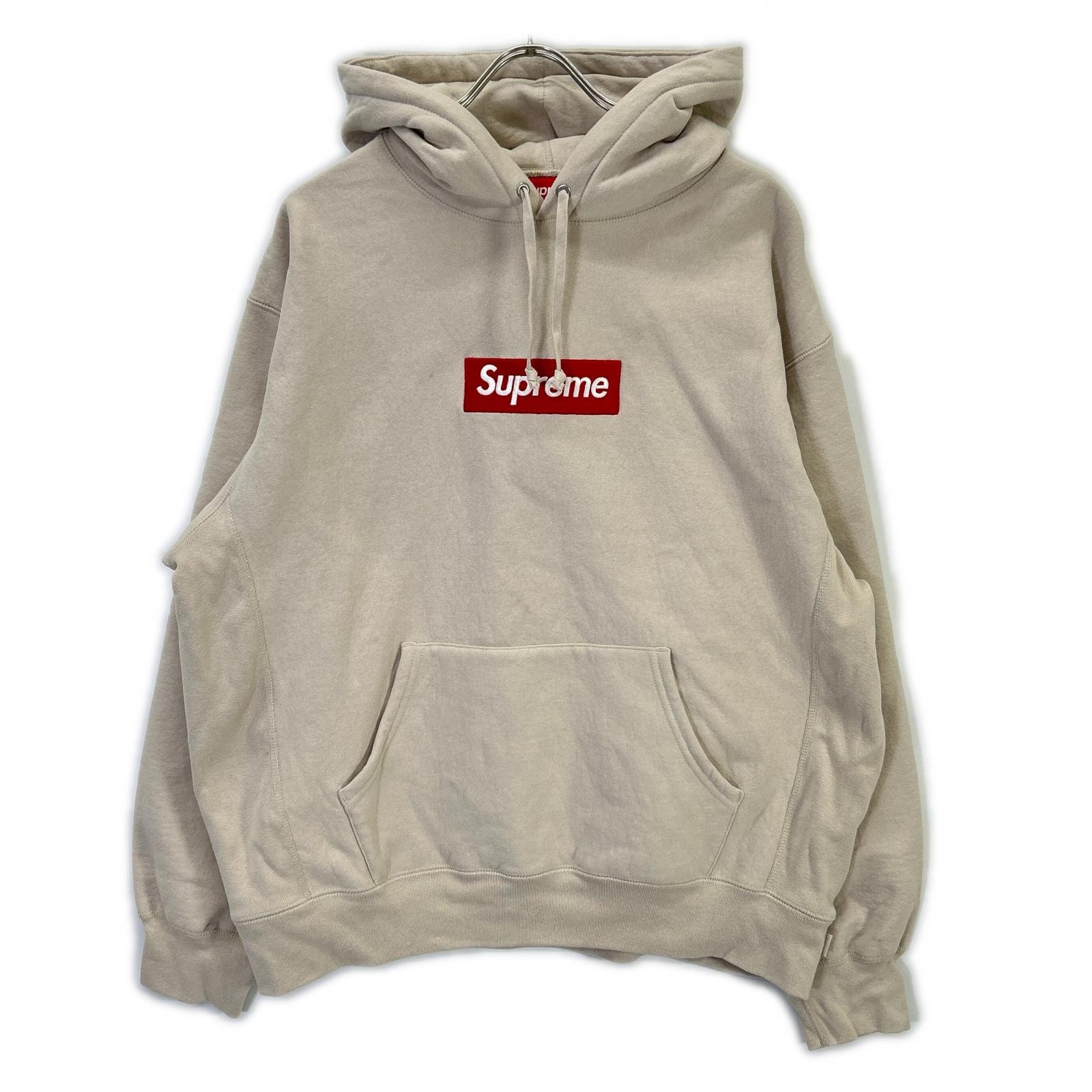 シュプリーム 24FW ベージュ ボックスロゴ フーディ L