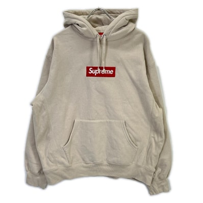 シュプリーム 24FW ベージュ ボックスロゴ フーディ L