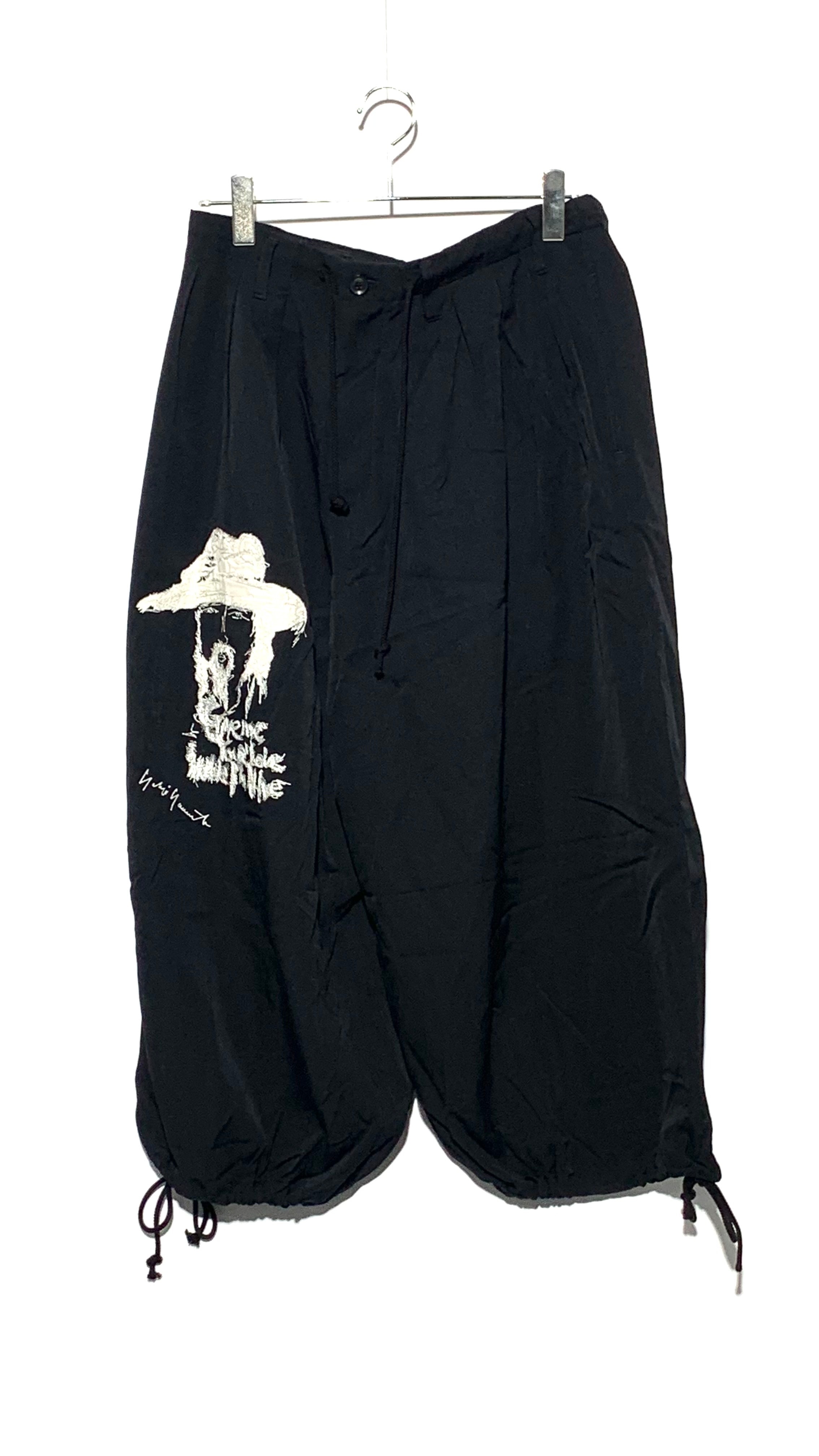 yohji yamamoto pour homme 20SS yohiiembroidery ballon pants Black