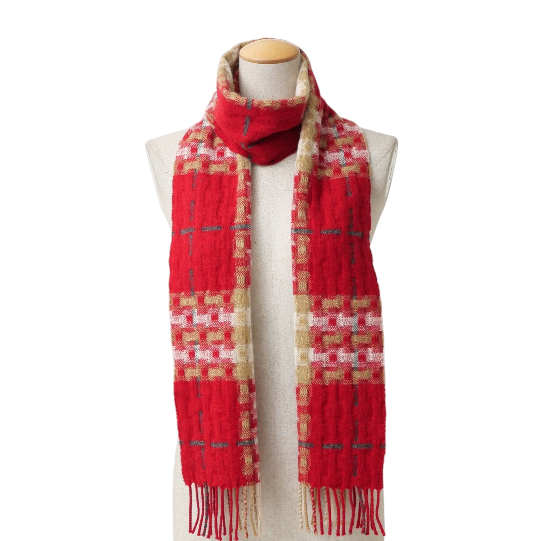 BURBERRY バーバリー マフラー ウール×カシミヤ チェック柄 フリンジ スコットランド製 ブランド古着【中古】20260930/RB1077