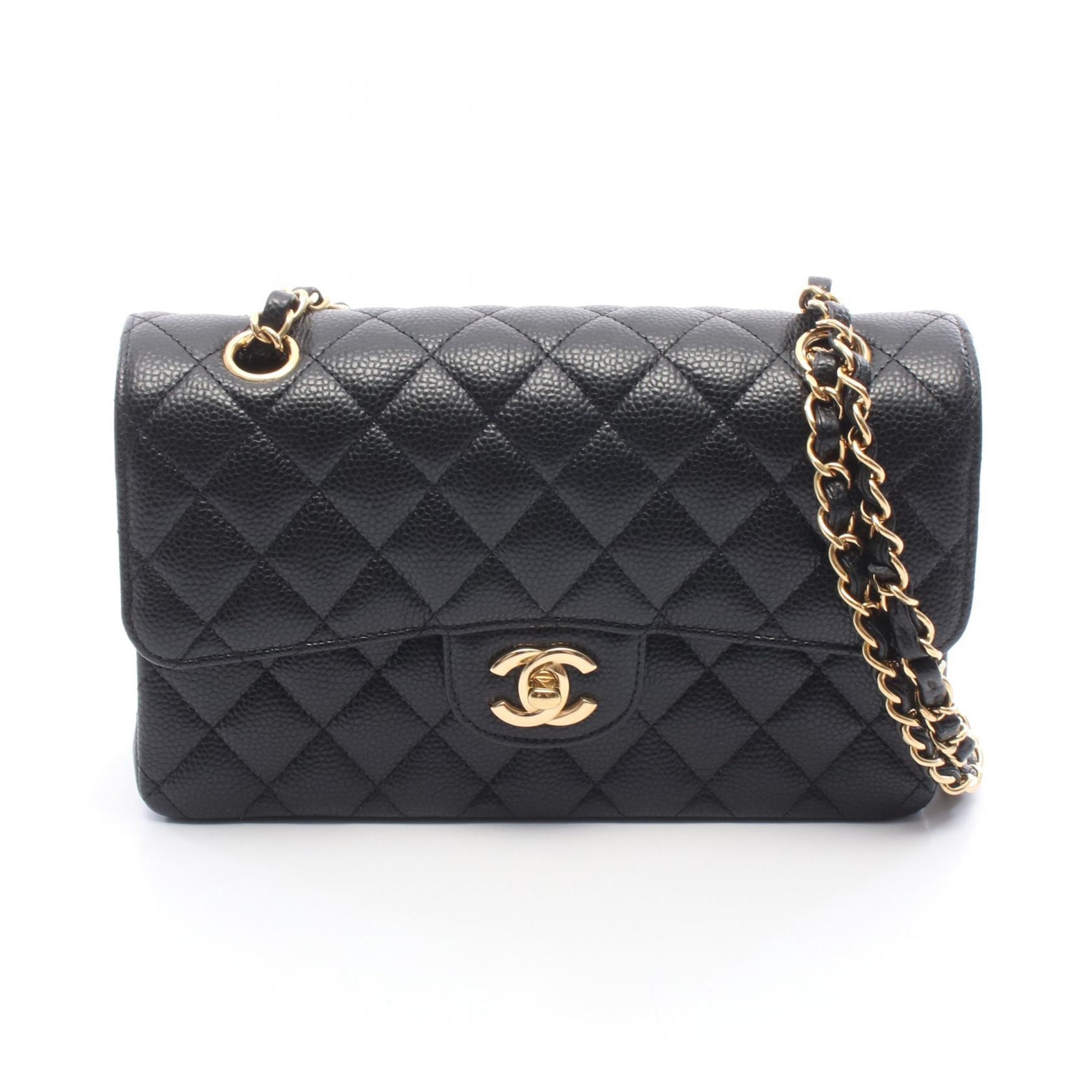 シャネル CHANEL マトラッセ Wフラップ ショルダーバッグ バッグ キャビアスキン(グレインドカーフ) レディース ブラック系 A01113 【中古】