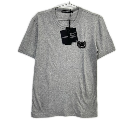 ドルチェアンドガッバーナ G8GH2Z グレー クラウンビーズ装飾 コットン クルーネックTシャツ 46