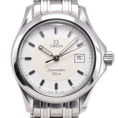 オメガ OMEGA 2571.21 シーマスター 120M デイト クォーツ レディース 美品 保証書付き C#146939