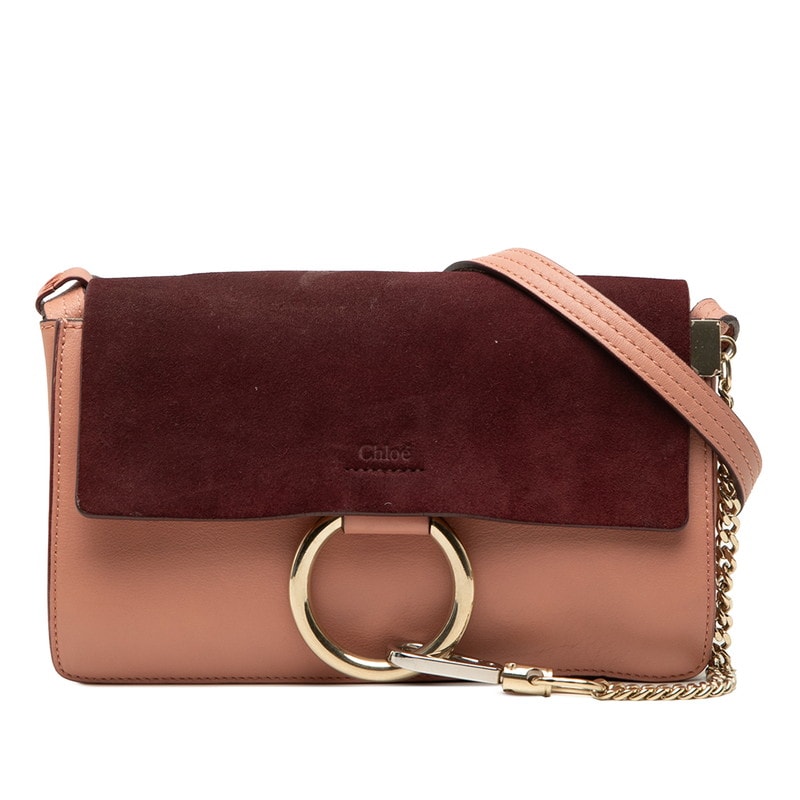 クロエ フェイ 斜め掛け ショルダーバッグ 02-16-99-65 ピンク レザー スウェード レディース Chloe 中古