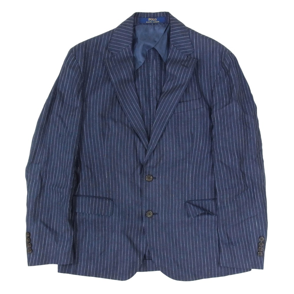 POLO RALPH LAUREN ポロ・ラルフローレン リネン ピンストライプ アンコン ジャケット ネイビー系 38【中古】