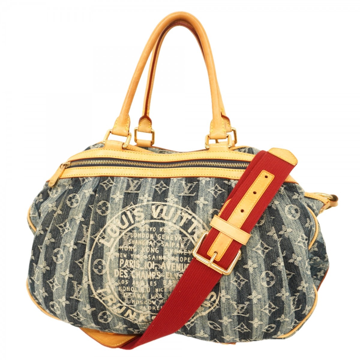 【6dc2567】ルイヴィトン ハンドバッグ モノグラム・デニム カバレイエGM M95336 ブルー 2wayバッグ【中古】レディース