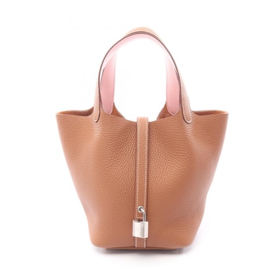 エルメス HERMES ピコタンロックPM エクラ ハンドバッグ バッグ レザー トリヨンクレマンス / ヴォースイフト トリヨンクレマンス ゴールド K刻印(2025年製造) レディース ブラウン系 / ピンク系 / ローズサクラ 【中古】
