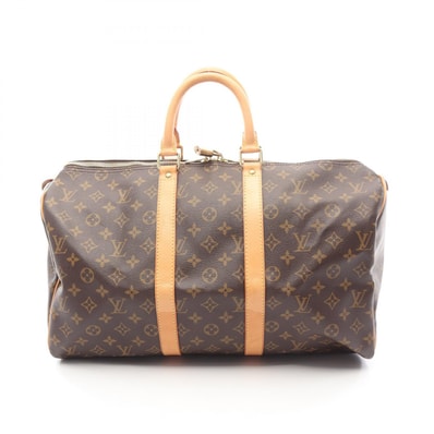 ルイ・ヴィトン LOUIS VUITTON キーポル45 ボストンバッグ バッグ PVCコーティングキャンバス レザー モノグラム メンズ レディース ブラウン系 M41428 【中古】