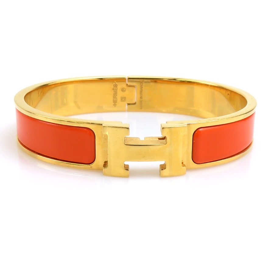 エルメス HERMES ブレスレット クリッククラックPM メタル/エナメル オレンジ/ゴールド レディース【中古】 r11149a