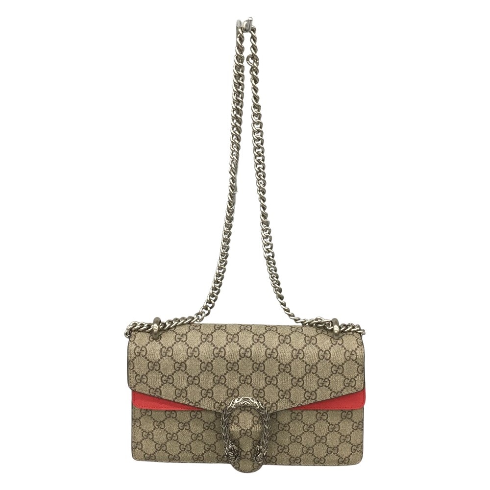△△GUCCI グッチ  デュオニュソス  ショルダーバッグ GGスプリーム   グレー×レッド グレー×レッド