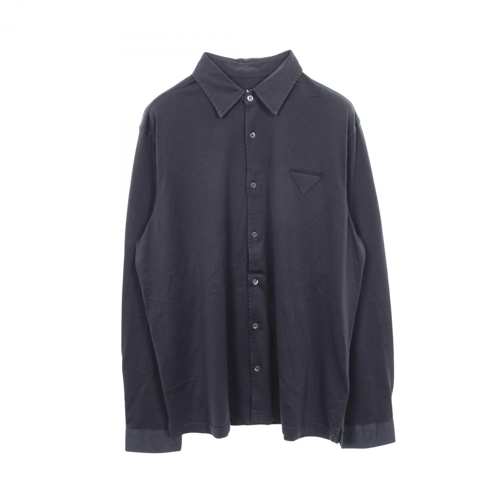プラダ PRADA トライアングルロゴ 長袖 衣料品 トップス コットン メンズ ネイビー系 UJL92A 【中古】