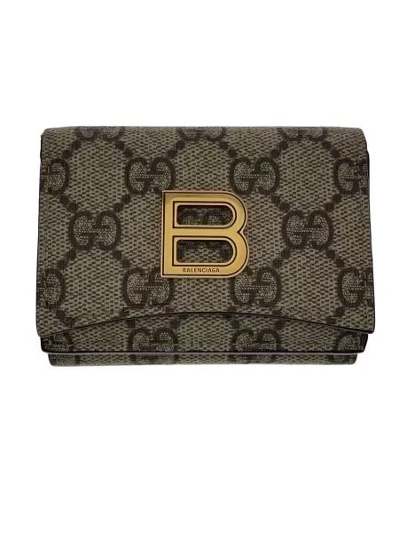GUCCI x BALENCIAGA The Hacker Card Case Wallet "Beige/Ebony"