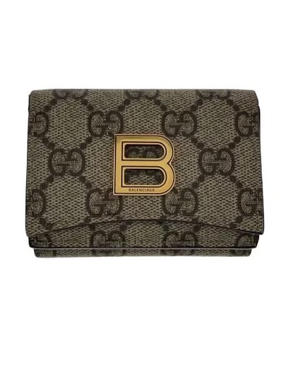 GUCCI x BALENCIAGA The Hacker Card Case Wallet "Beige/Ebony"