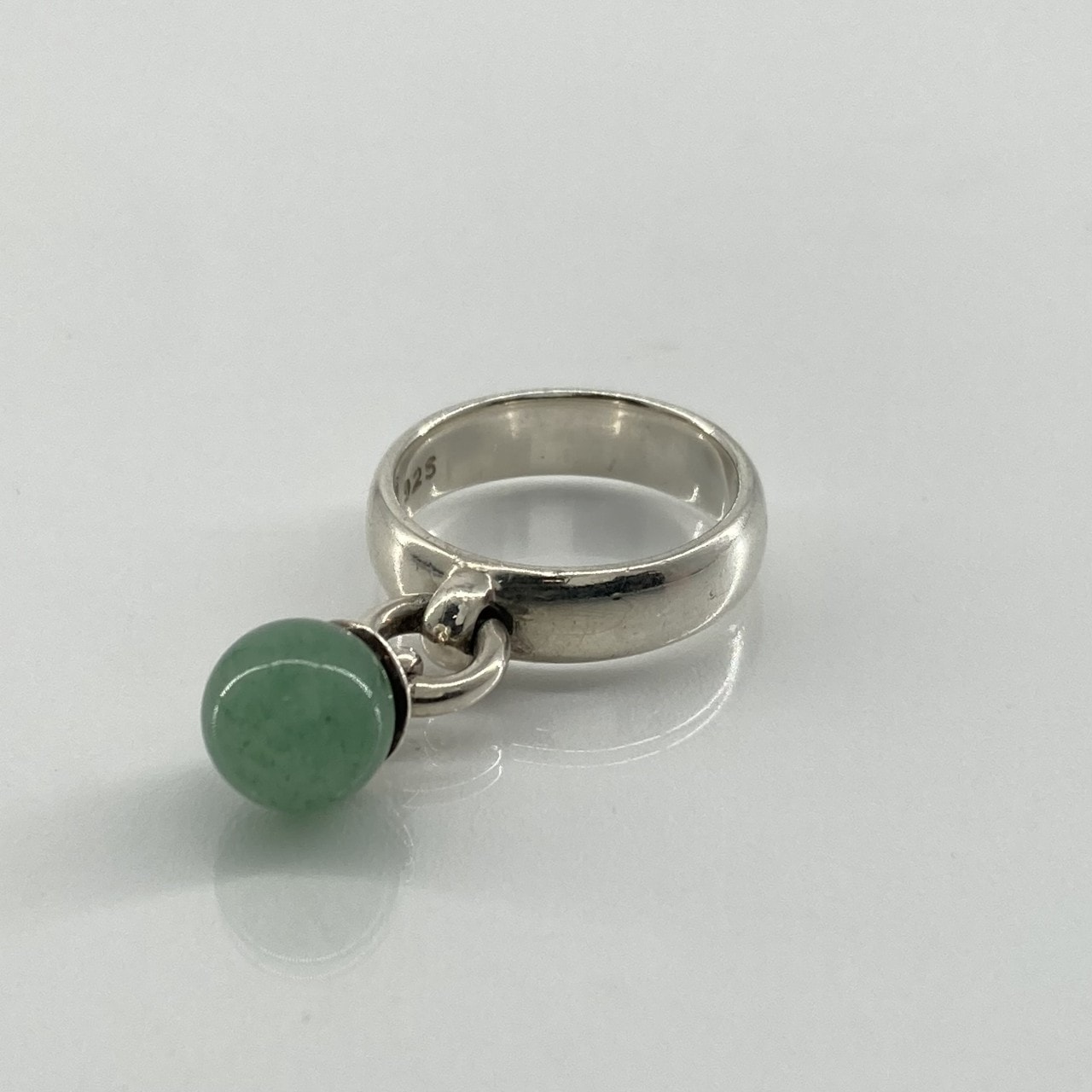 TIFFANY&Co.(ティファニー) ボール ダングル #11号 Ag925 / 天然石 / 翡翠 リング・指輪 5.72g シルバー×グリーン