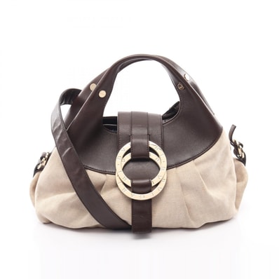 ブルガリ BVLGARI チャンドラ 2WAY ハンドバッグ バッグ キャンバス レザー レディース ベージュ系 / ブラウン系 【中古】