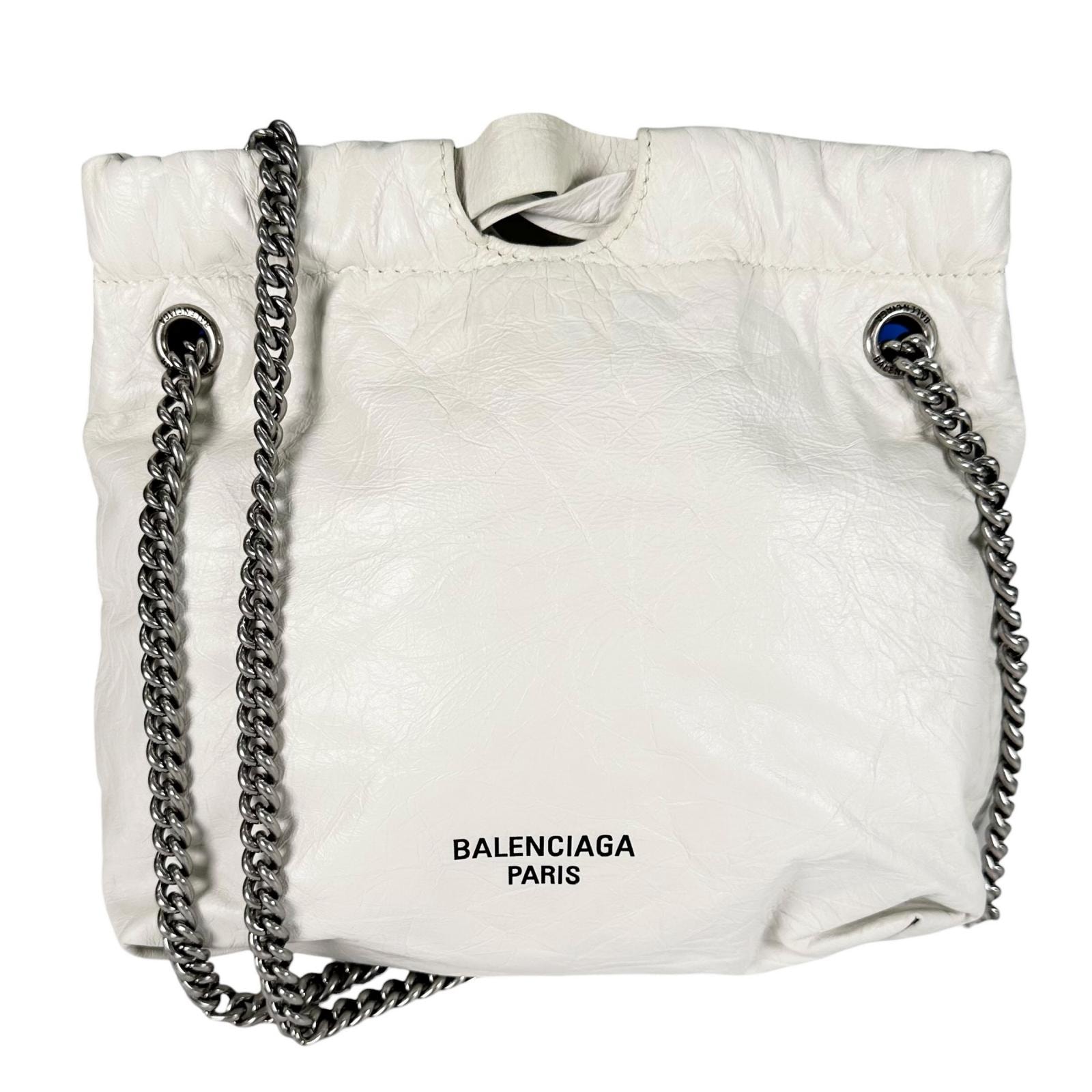 美品 BALENCIAGA バレンシアガ クラッシュ XS 781796 ハンドバッグ エナメル ホワイト レディース【中古】