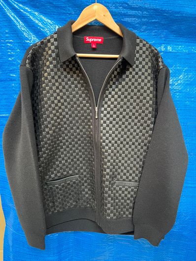 Supreme Woven Leather Zip Up Cardigan "Black"