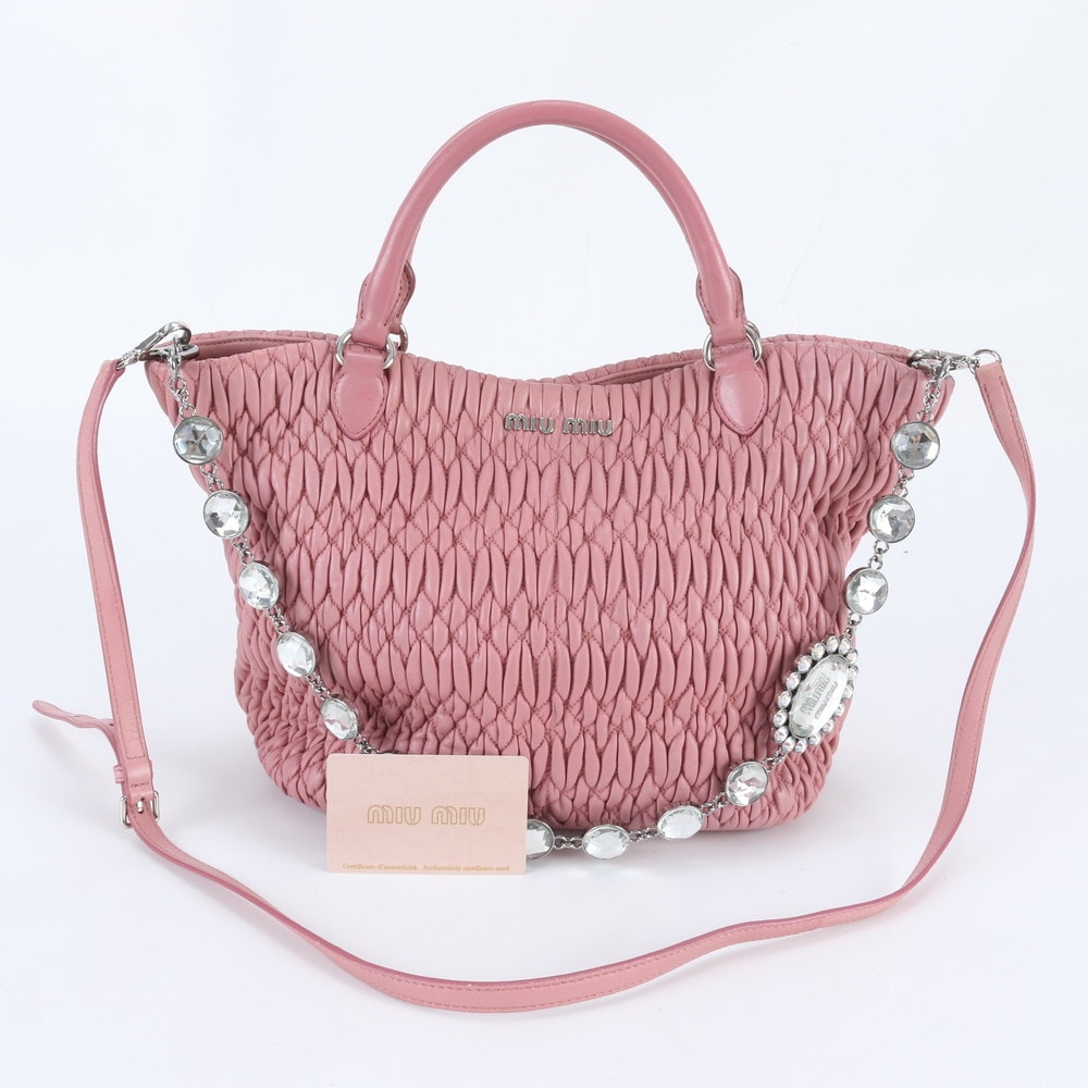 ■極美品 ミュウミュウ マテラッセ ナッパ クリスタル 5BE896