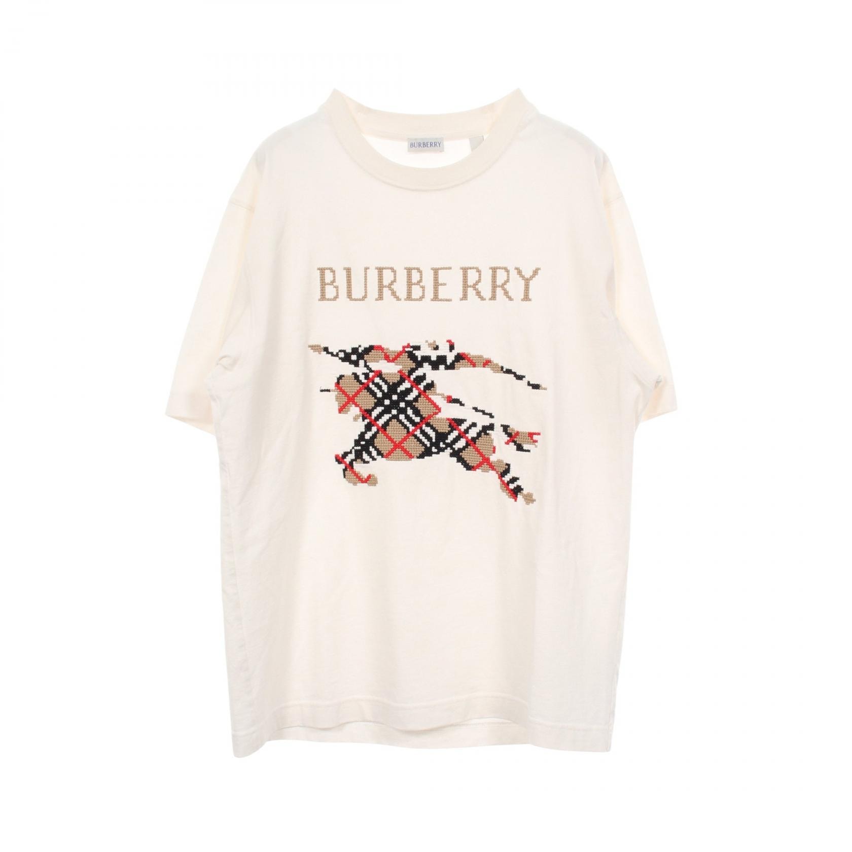 バーバリー BURBERRY クロスステッチナイト 半袖Tシャツ 衣料品 トップス コットン メンズ ホワイト系 / ベージュ系 【中古】