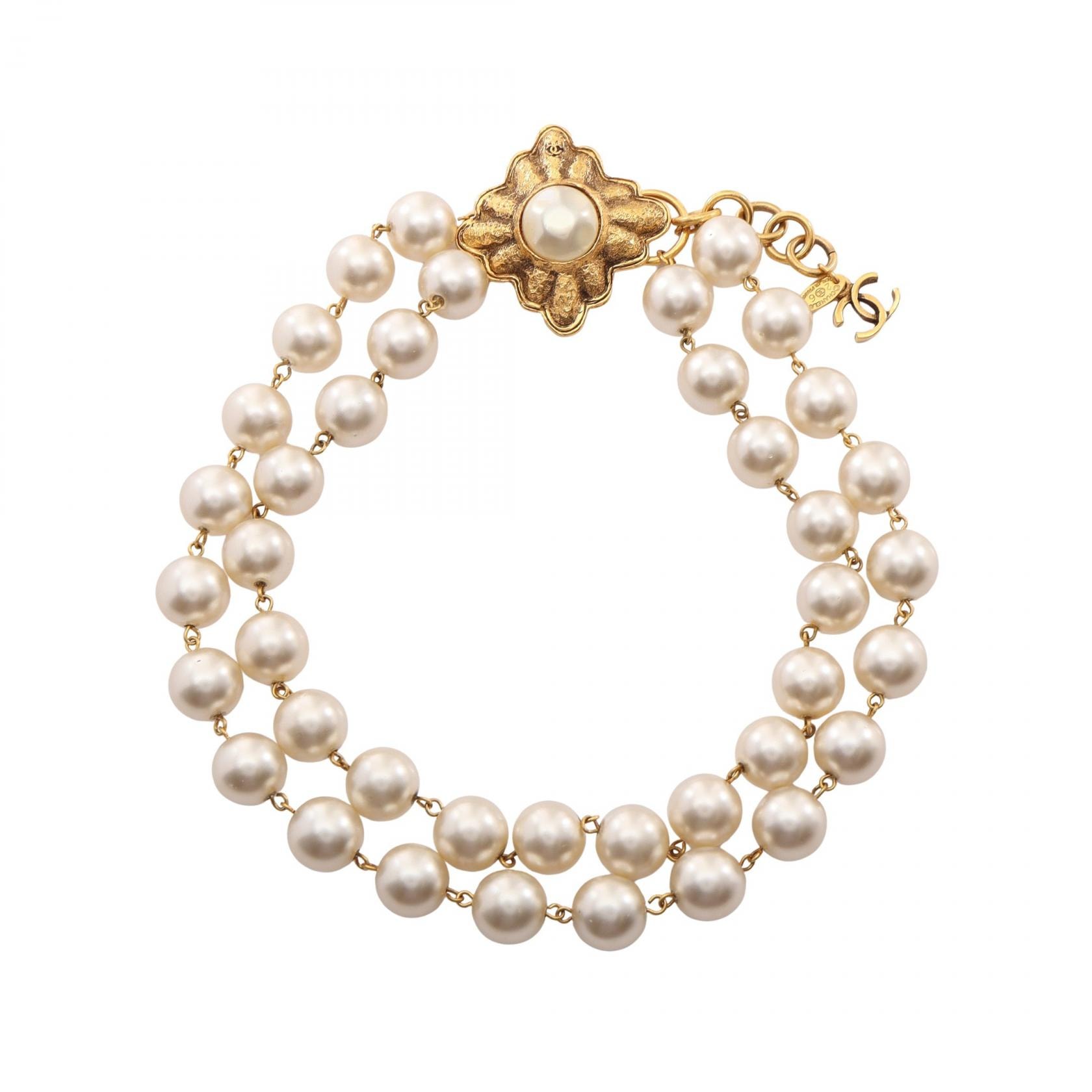 シャネル CHANEL ココマーク ネックレス ジュエリー GP(ゴールドメッキ) フェイクパール レディース ゴールド系 / ホワイト系 【中古】