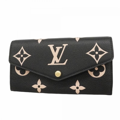 【6db0954-k】ルイヴィトン 長財布 モノグラム・アンプラント バイカラー ポルトフォイユサラ M80496 ブラック ベージュ【中古】レディース