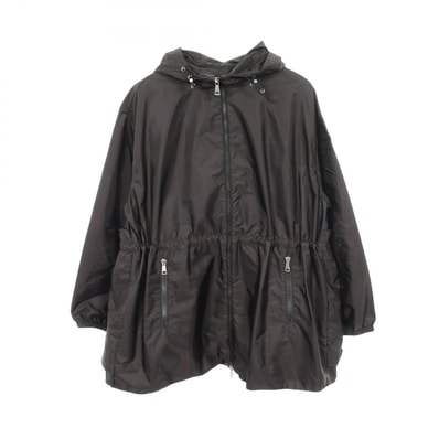 モンクレール MONCLER WETE フード付き フレア ナイロンジャケット 衣料品 アウター ナイロン レディース ブラック系 【中古】
