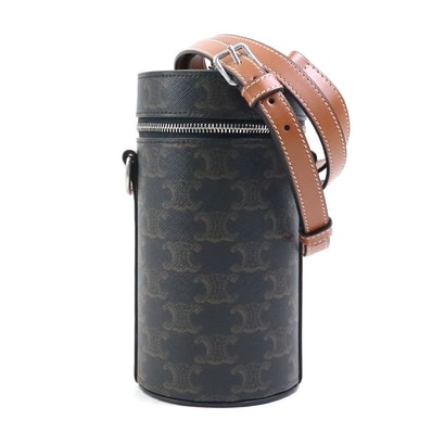 セリーヌ CELINE ショルダーバッグ トリオンフ PVCコーティングキャンバス ブラウン レディース【中古】 h31991a