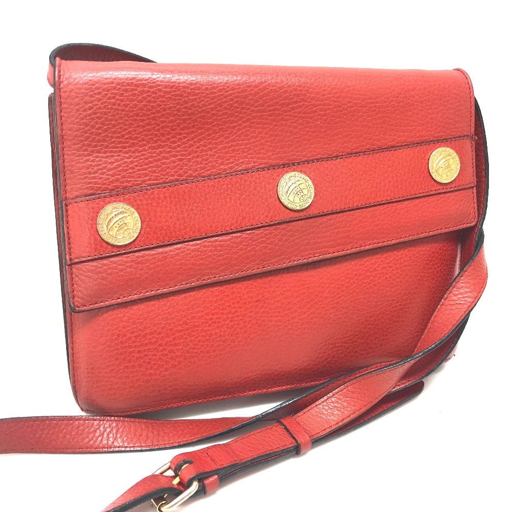 セリーヌ CELINE ヴィンテージ 斜め掛けバッグ  カバン フラップ ショルダーバッグ レザー レッド レッド