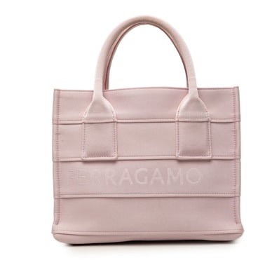 サルヴァトーレフェラガモ ロゴ ミニ トートバッグ ハンドバッグ GG-214988 ピンク ファブリック レディース Salvatore Ferragamo 【中古】
