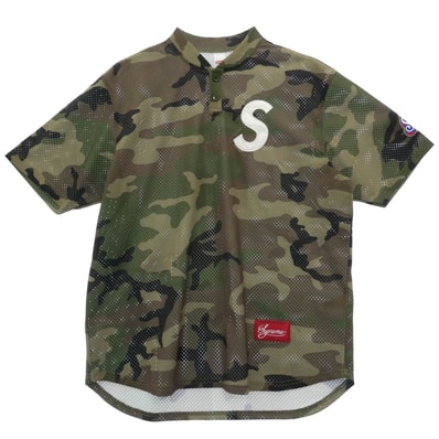 Supreme シュプリーム Tシャツ 24AW S Logo Baseball Henley エス ロゴ ヘンリー 半袖 ベースボール シャツ ウッドランドカモ カーキ系 マルチカラー系 M【極上美品】【中古】