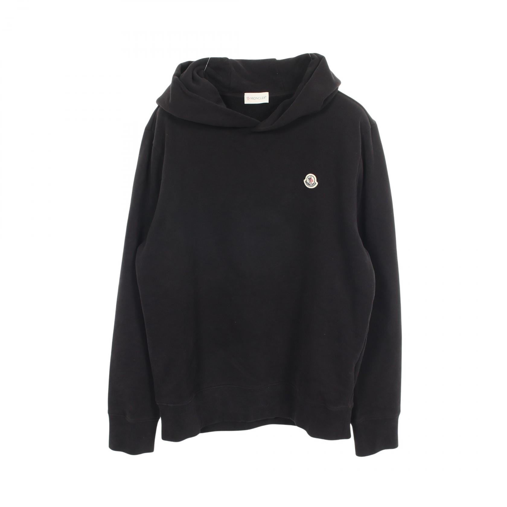 モンクレール MONCLER ロゴワッペン パーカー 衣料品 トップス コットン メンズ ブラック系 【中古】
