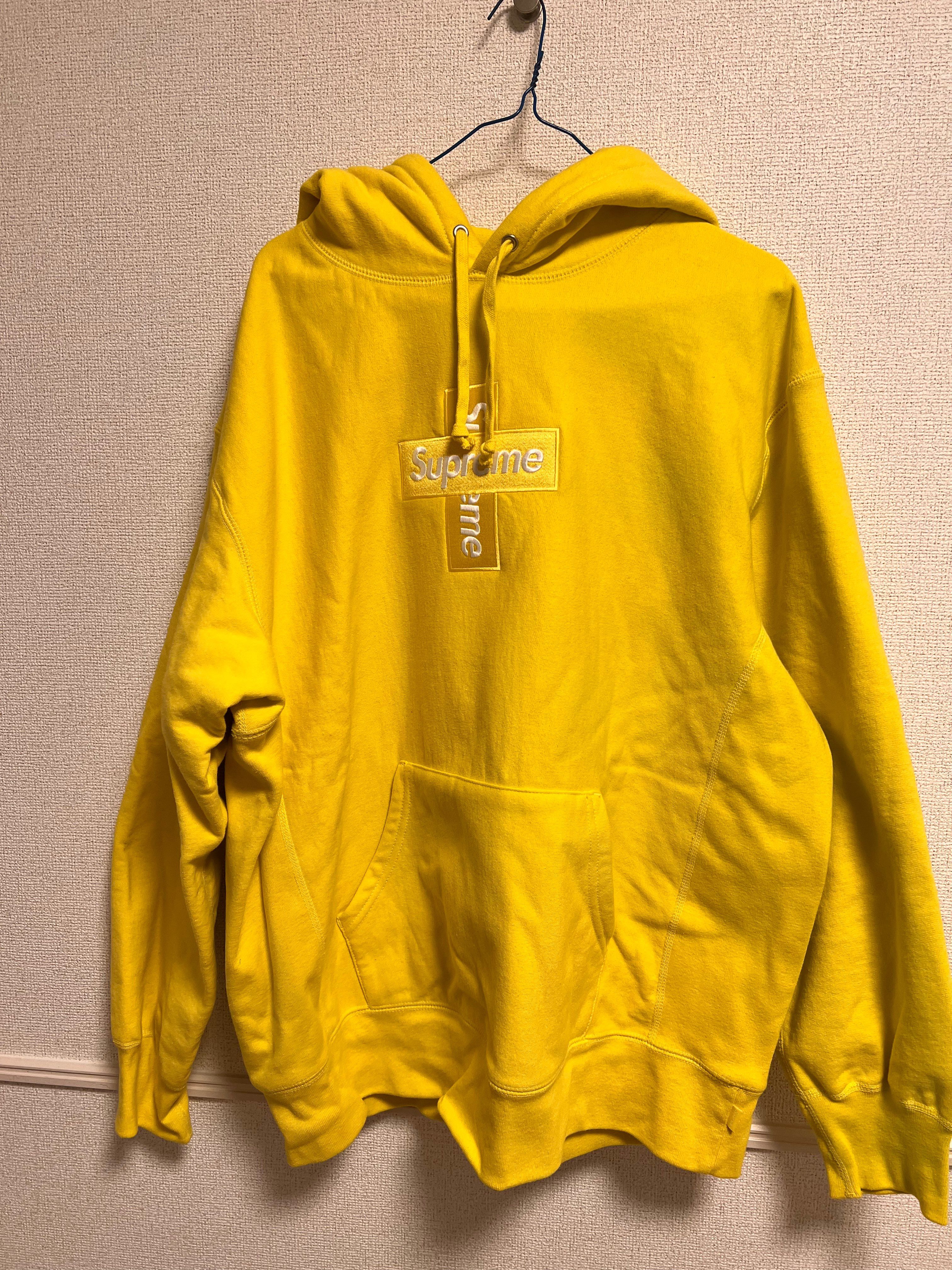 Supreme Cross Box Logo Hooded Sweatshirt "Yellow"