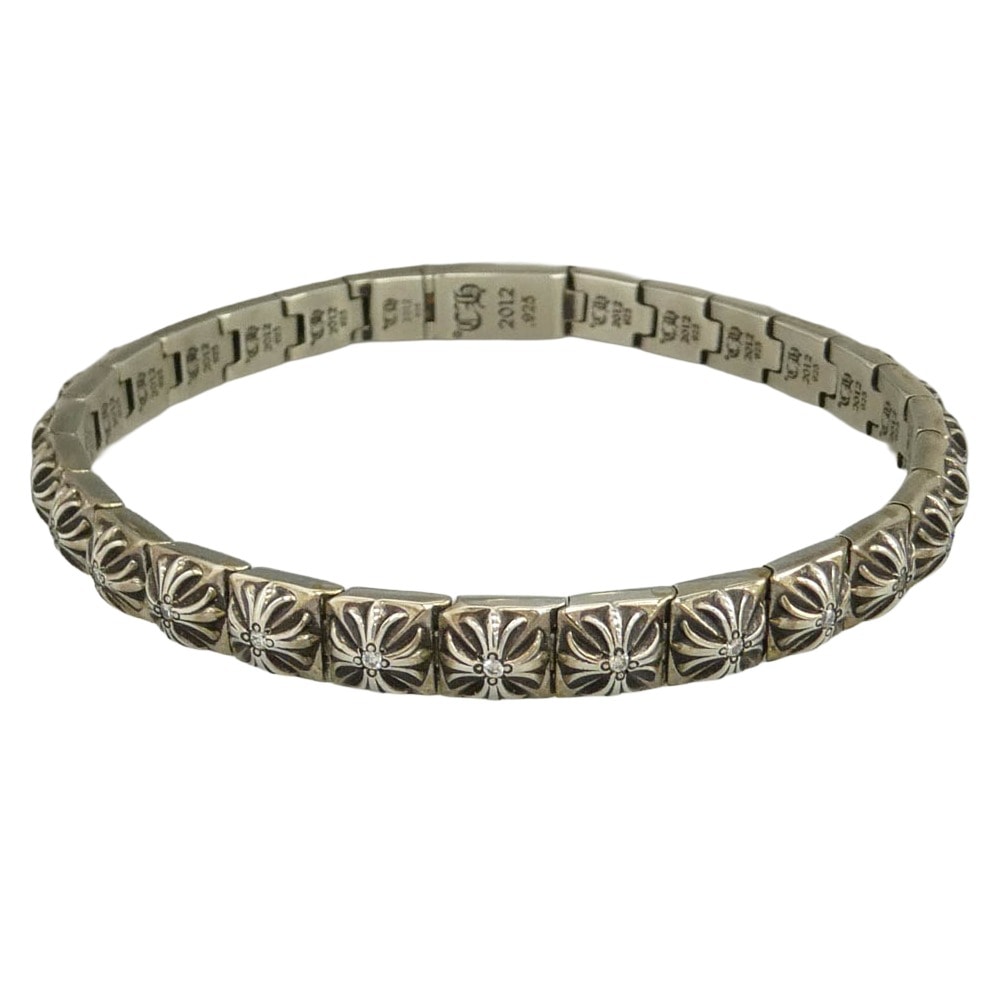CHROME HEARTS クロムハーツ(原本無) 国内レシート原本付属 1/4 Pyramid Plus Link Bracelet P/D ピラミッド プラス リンク 1/4 29Link パヴェダイヤ ブレスレット シルバー系【中古】