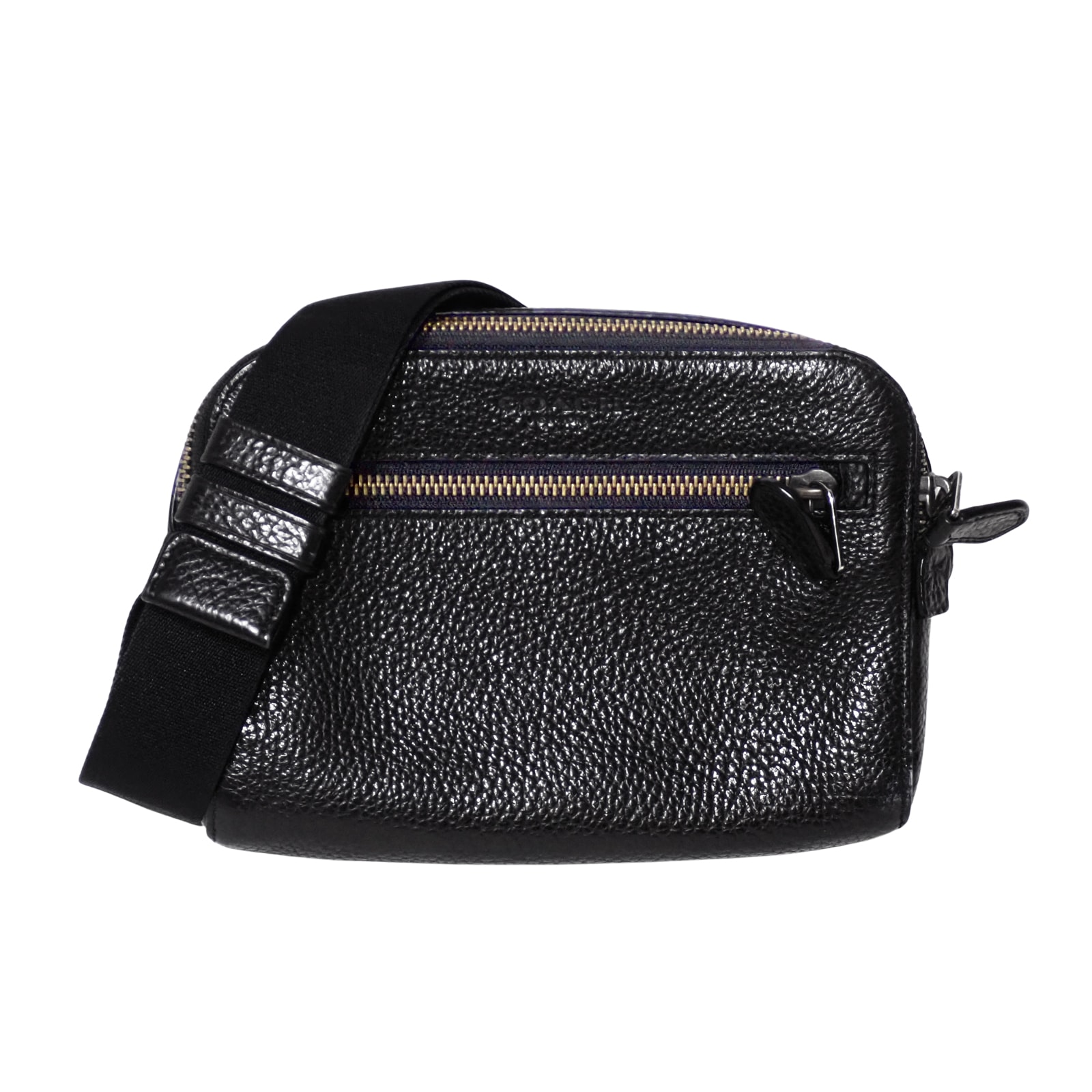 COACH コーチ  ペブルレザー クロスボディ ワンショルダー ウエストポーチ  ブラック  メンズ ボディバッグ