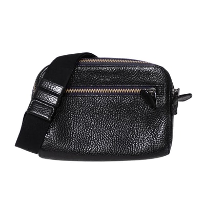 COACH コーチ ペブルレザー クロスボディ ワンショルダー ウエストポーチ ブラック メンズ ボディバッグ