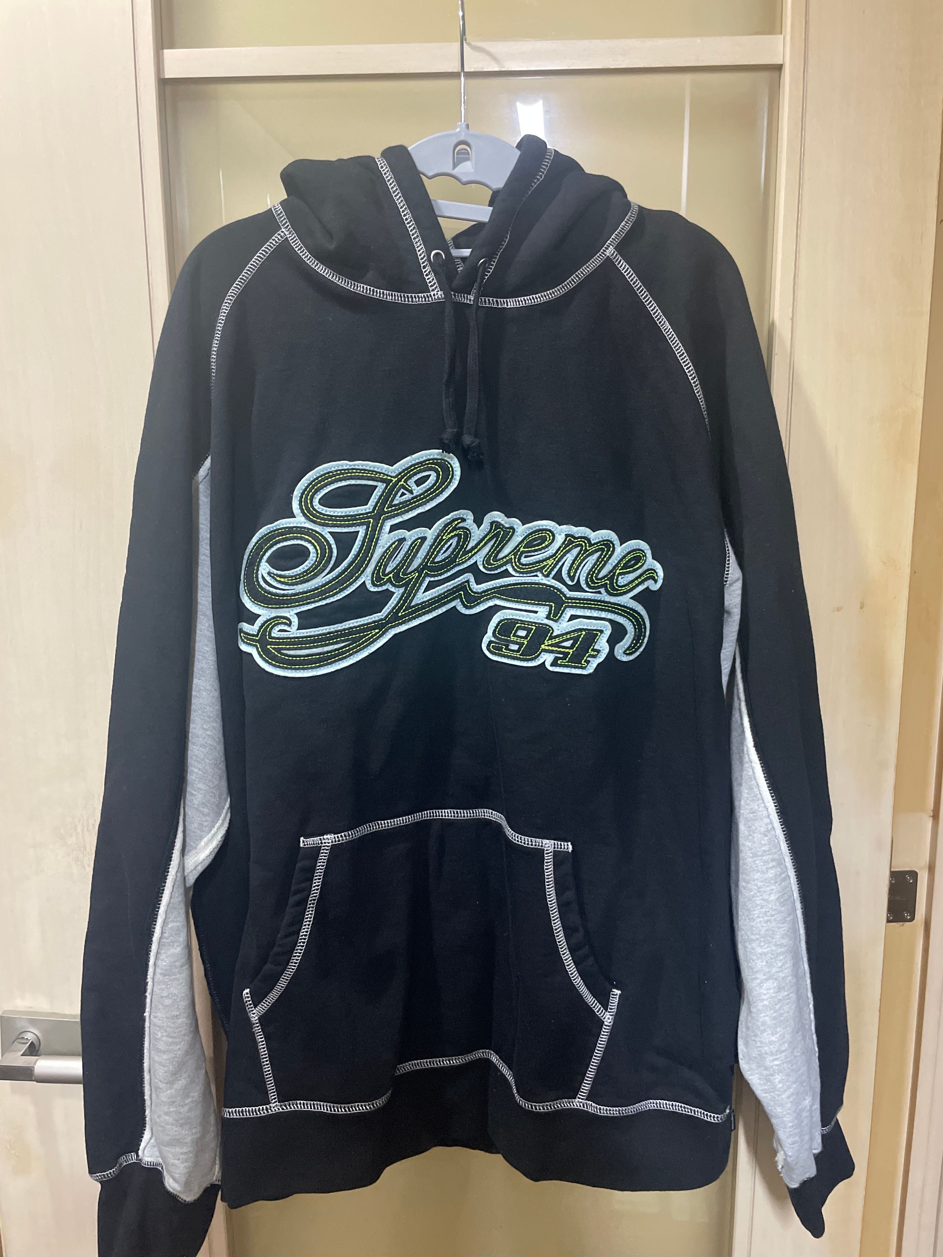 Supreme Paneled Script Hooded Sweatshirt "Black"