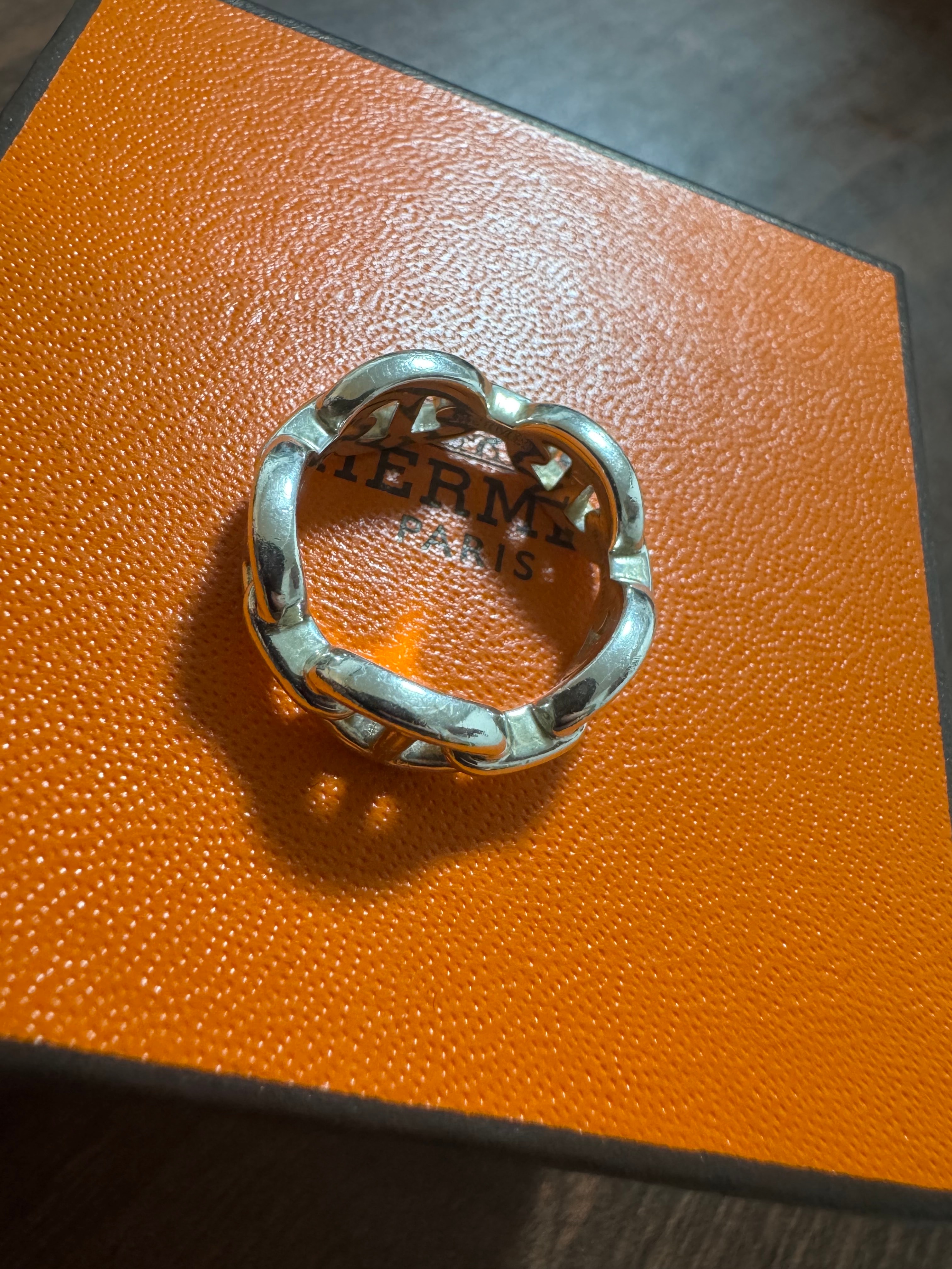 Hermes Chaine D'ancre Enchainee Ring Small Model "Silver"