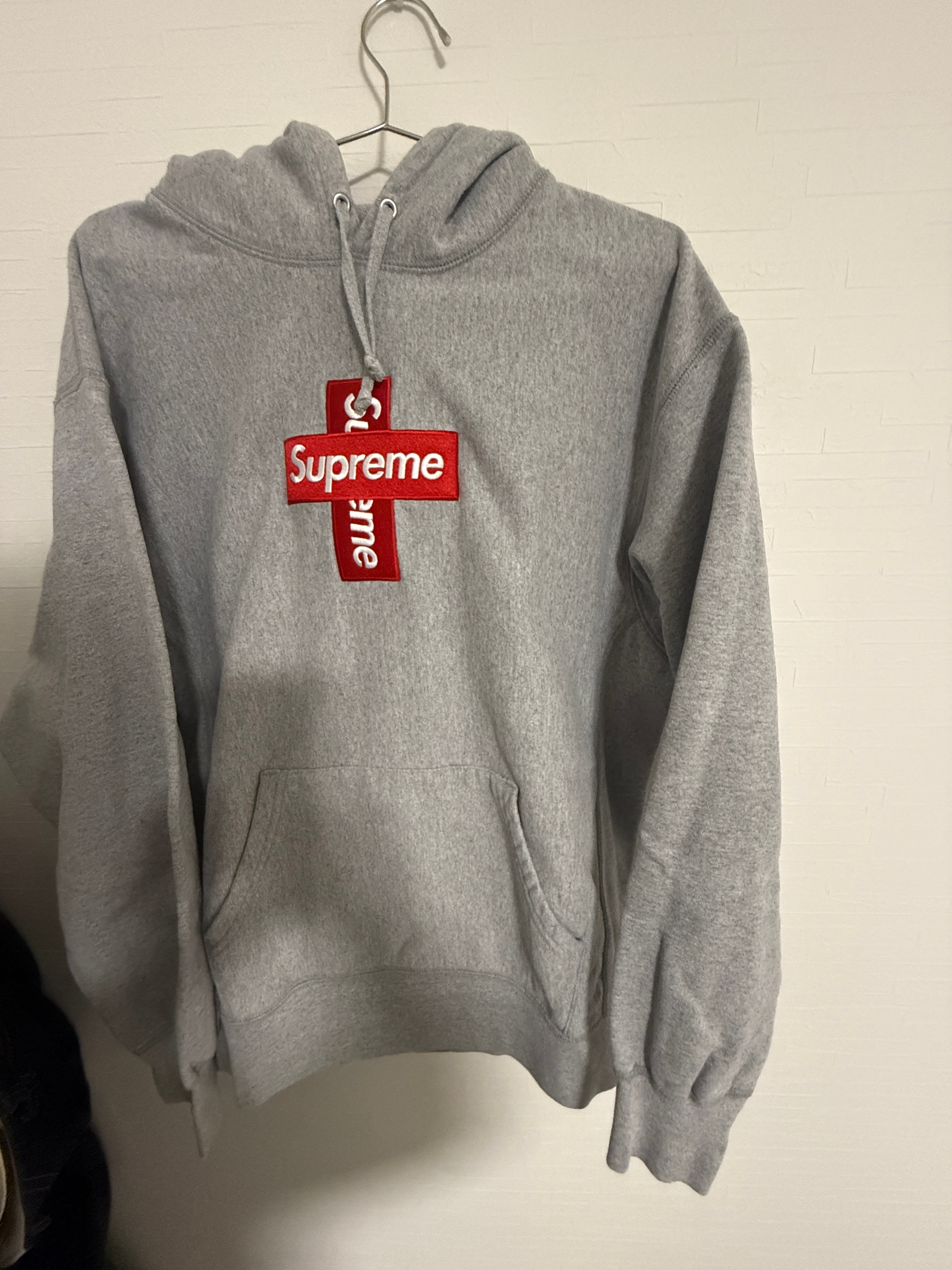 Supreme Cross Box Logo Hooded Sweatshirt "Grey"