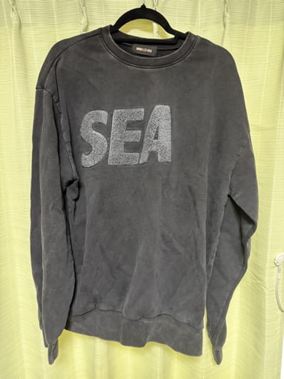 WIND AND SEA Sea Chenille EMB Sulfur Crew Neck "S Black"