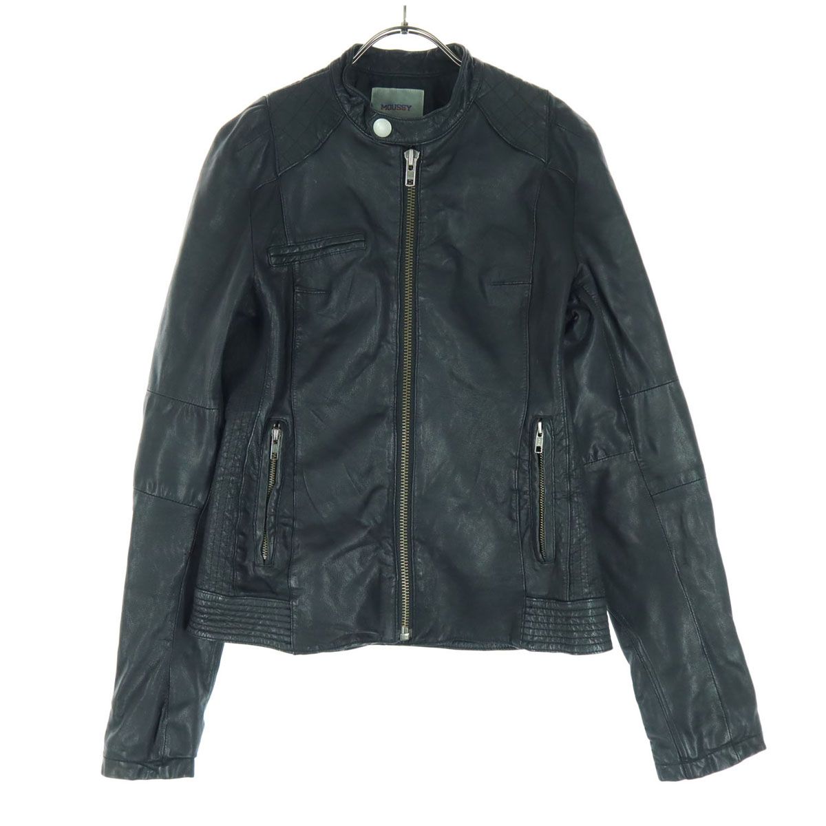 MOUSSY マウジー 長袖 シングルライダースジャケット 2 ブラック レザージャケット