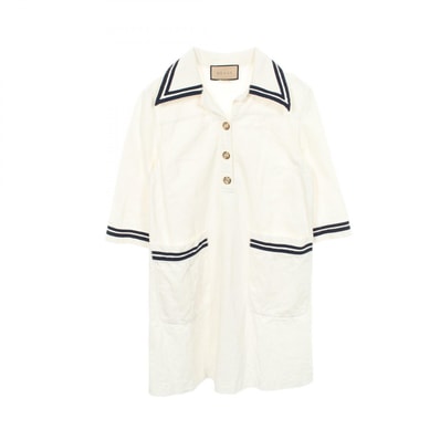 グッチ GUCCI コットンドレス ワンピース 衣料品 トップス コットン レディース ホワイト系 / ネイビー系 691890 【中古】