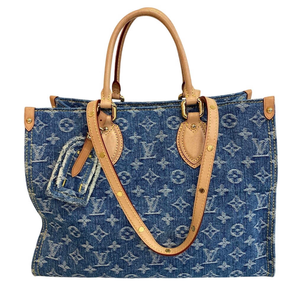 ルイヴィトン LOUIS VUITTON トートバッグ モノグラムデニム オンザゴーMM 2way ハンド ショルダーバッグ M46871 ブルー系