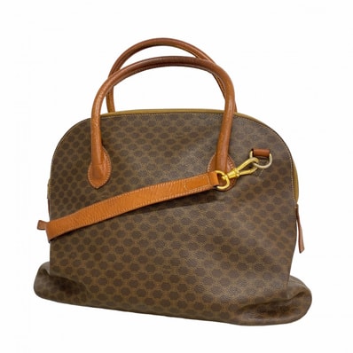 【6dc3867-k】セリーヌ ハンドバッグ マカダム PVC ブラウン ゴールド金具 2wayバッグ【中古】レディース