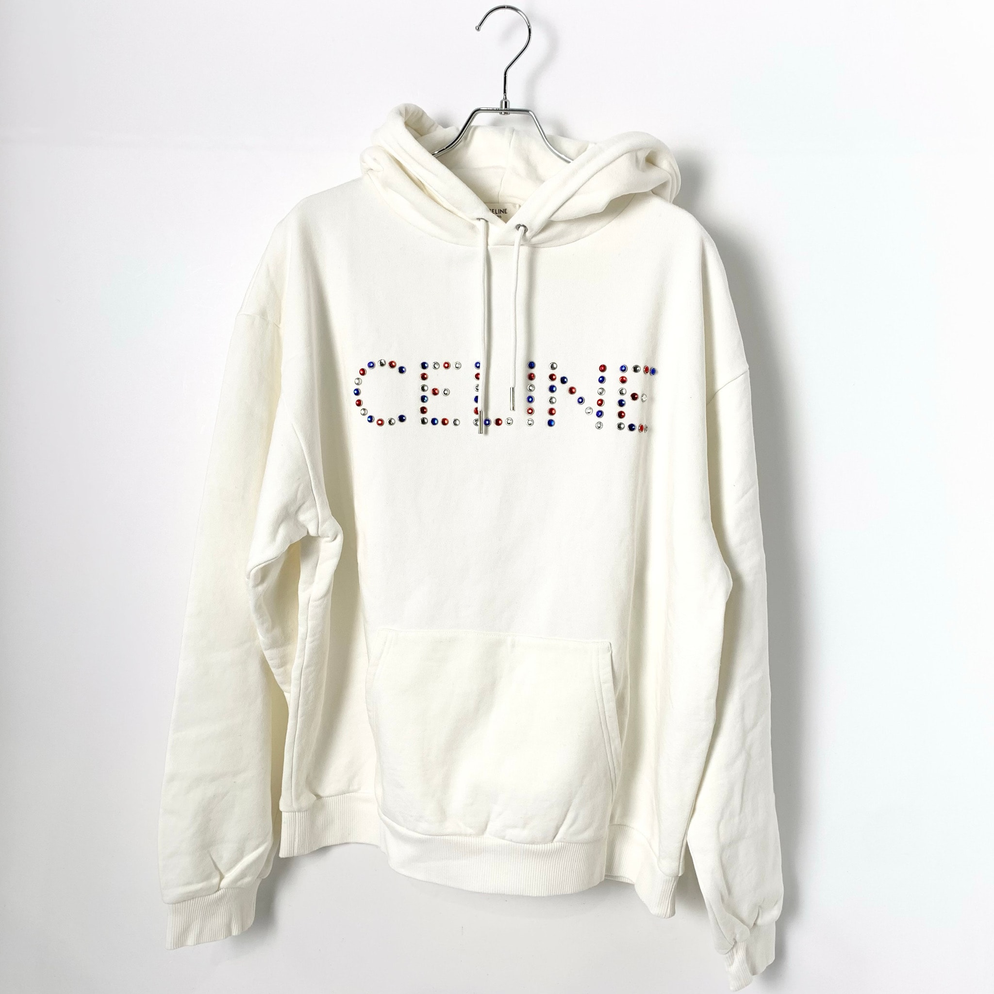 セリーヌ パーカー CELINEロゴ ラインストーン "White"