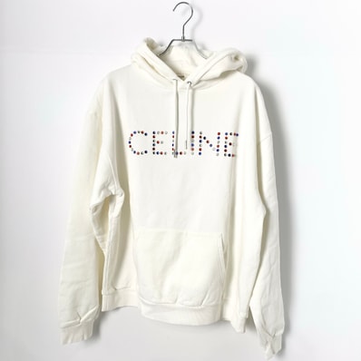 セリーヌ パーカー CELINEロゴ ラインストーン "White"