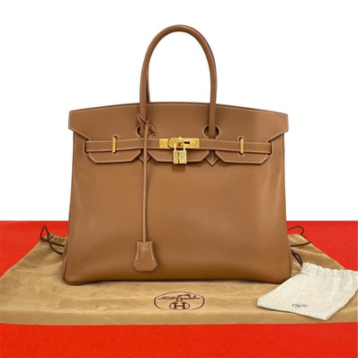 HERMES エルメス バーキン 35 クシュベル ハンドバッグ ゴールド ブラウン
614-7