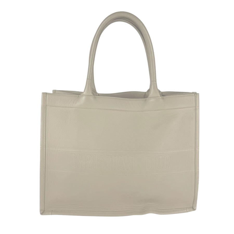 クリスチャンディオール Christian Dior ハンドバッグ ブックトート ミディアム レザー ベージュ ユニセックス【中古】 z10987