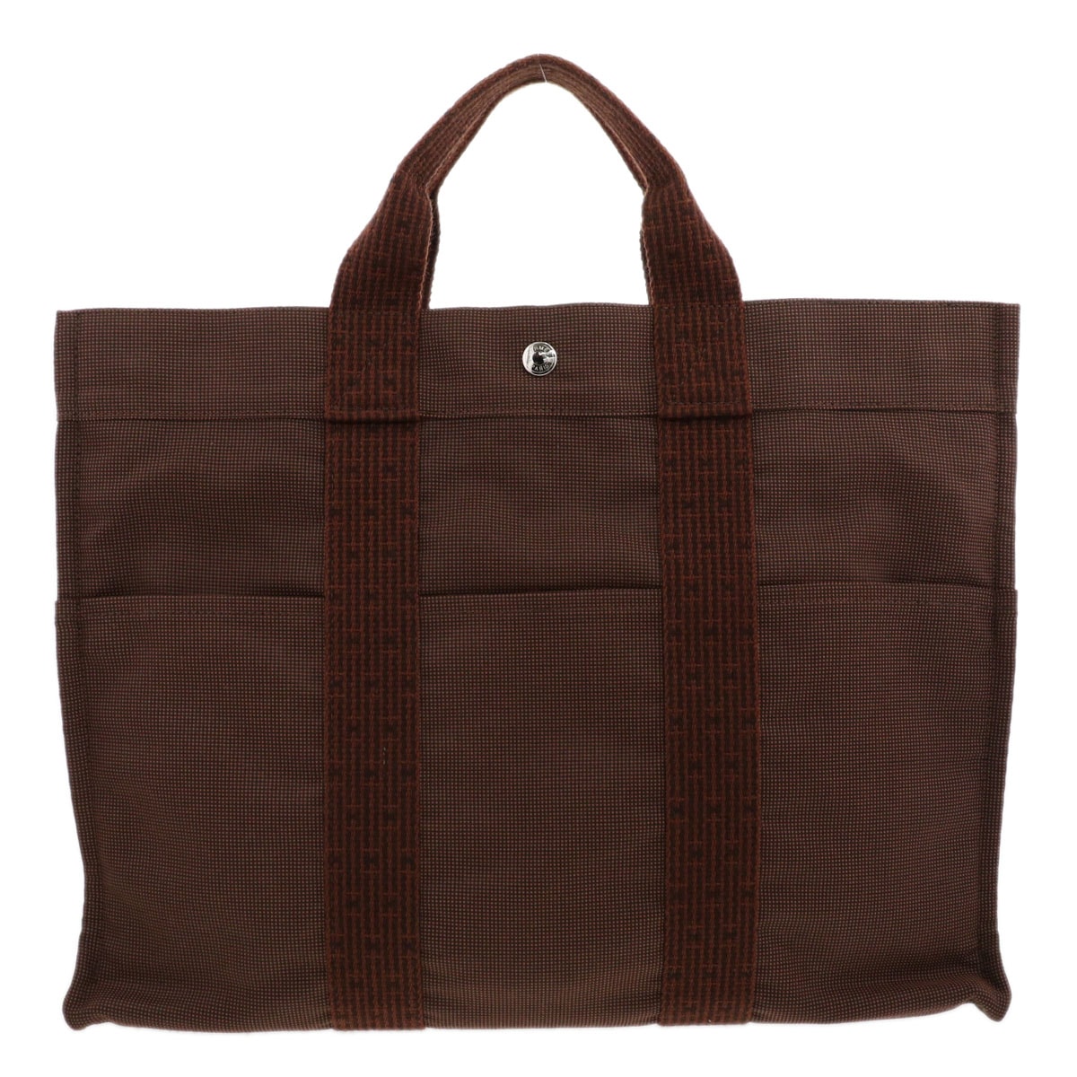 HERMES エルメス エールライン トートMM トートバッグ 100951M イカットナイロンキャンバス ブラウン  レディース【中古】