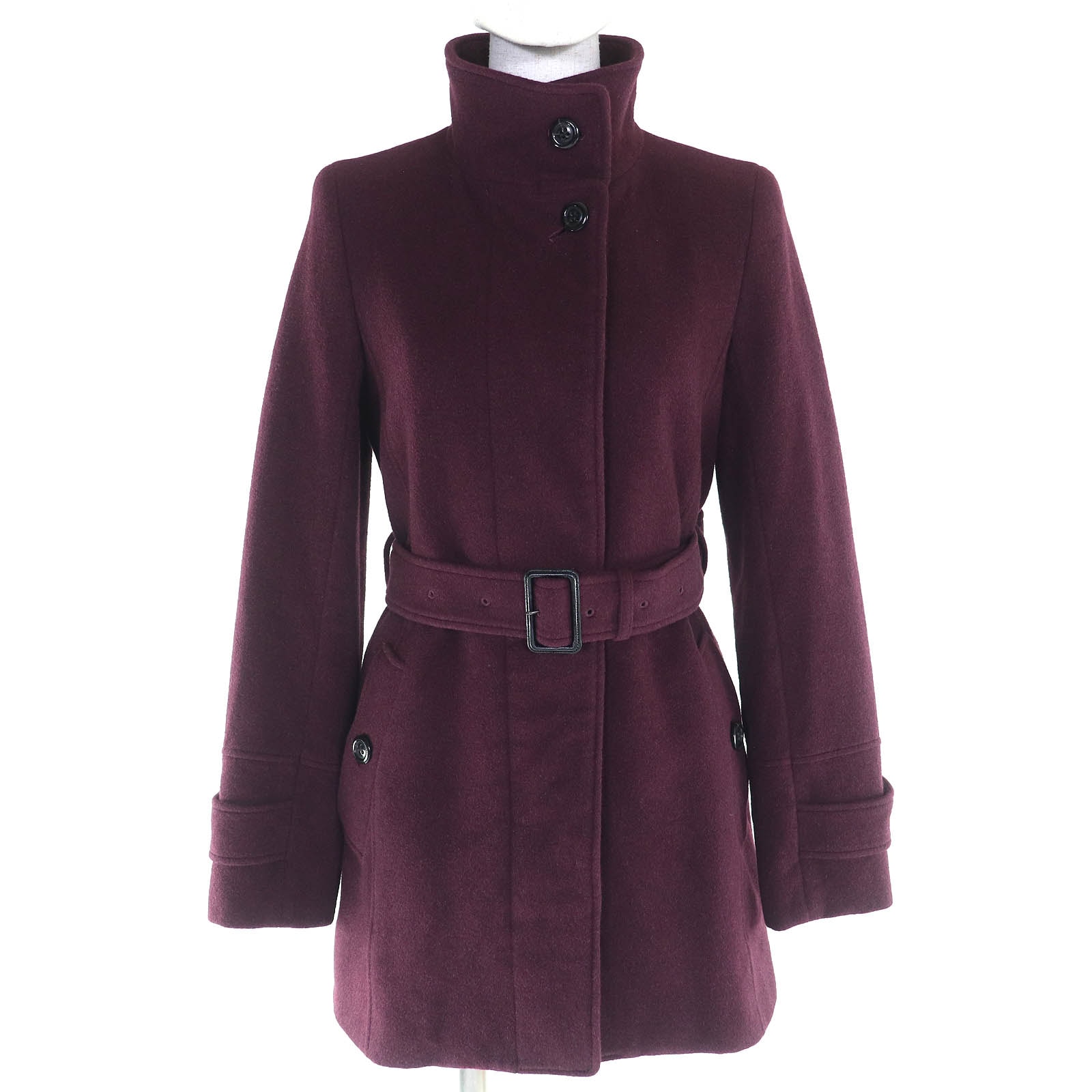 美品 バーバリーロンドン 裏地チェック柄 ロゴボタン スタンドカラー 38